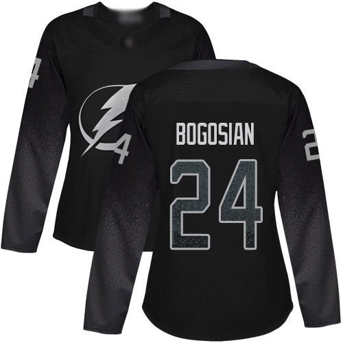 Adidas Tampa Bay Lightning 24 Zach Bogosian Black Alternate Authentic Women Stitched NHL Jersey